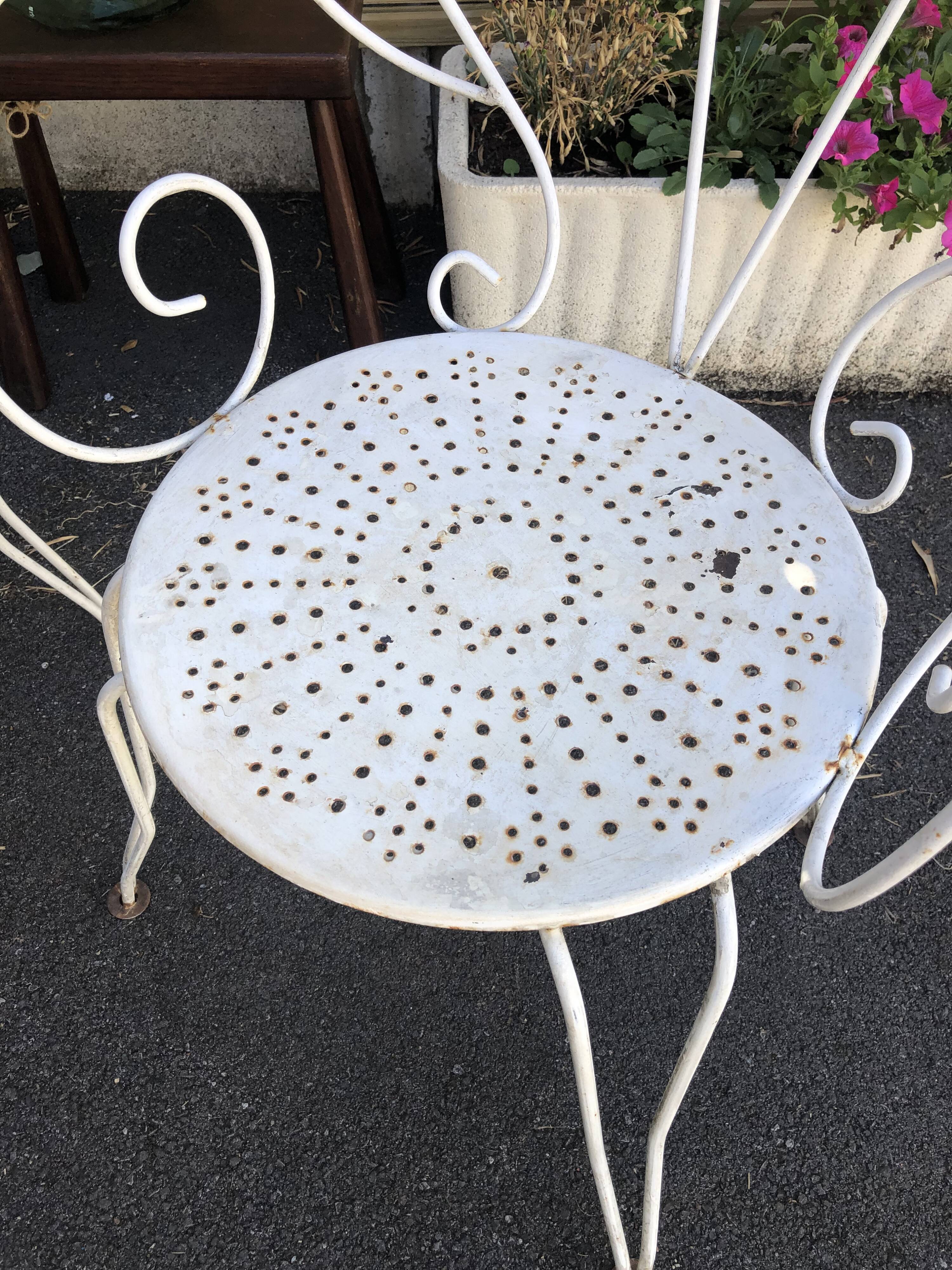 Paire de fauteuils de jardin en fer forgé