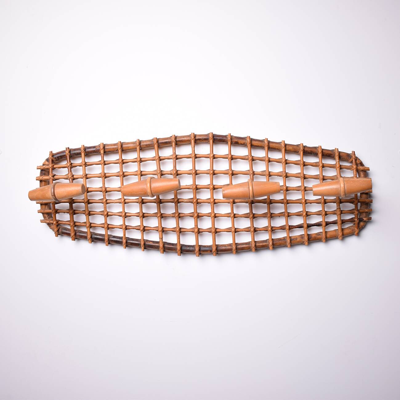 Olaf Von Bohr Bamboo & Rattan Coat Rack Hanger, Italy, 1950s