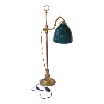 Lampe en bronze et opaline verte