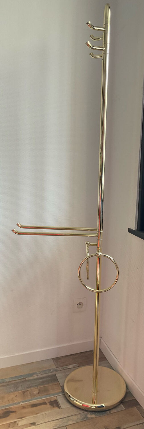 Italian towel rack in gilded metal from the 70s