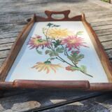 Plateau céramique peinte et bois