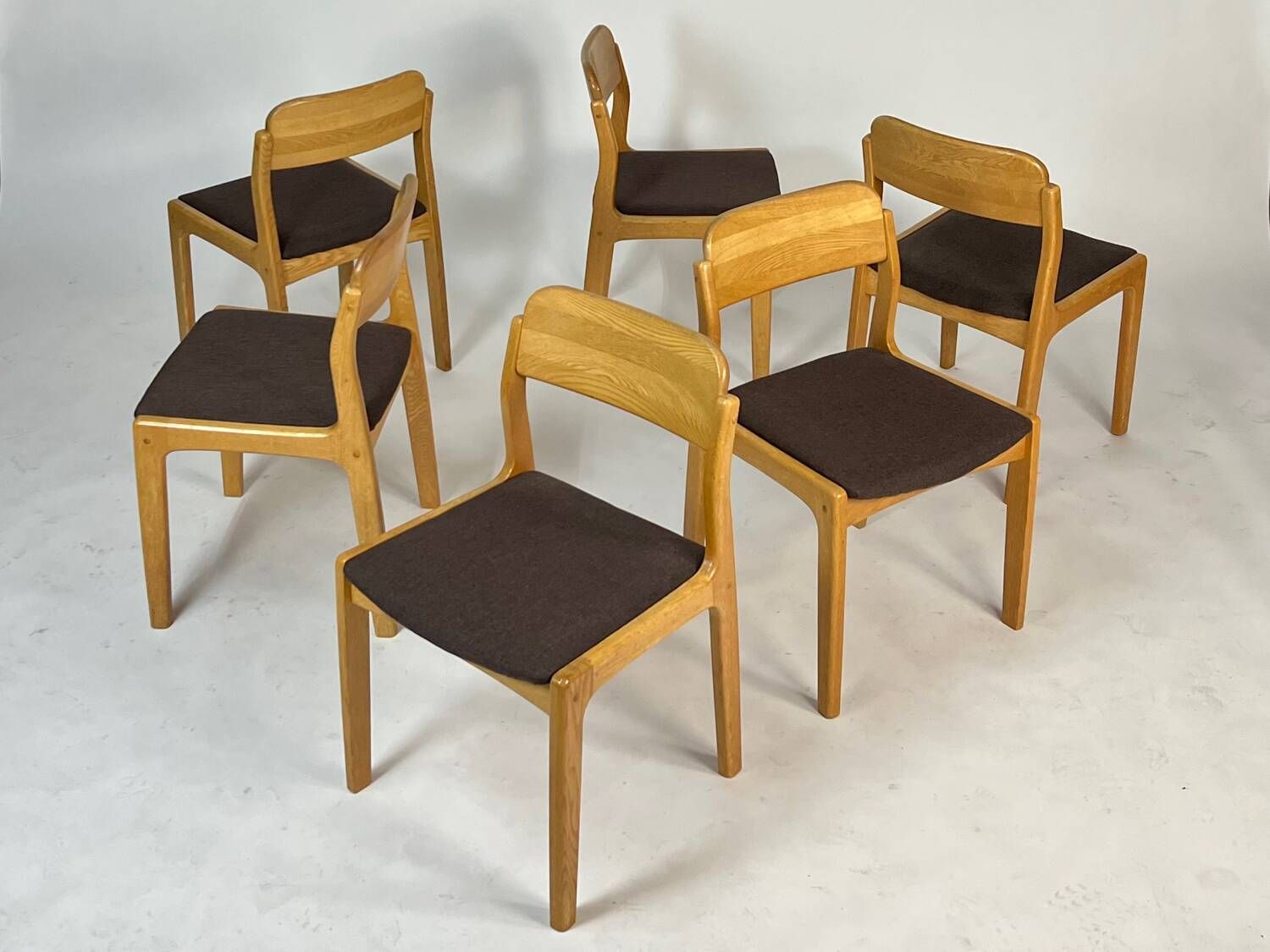 6 oak chairs by Henning Kjaernulf dining chair vintage Danish