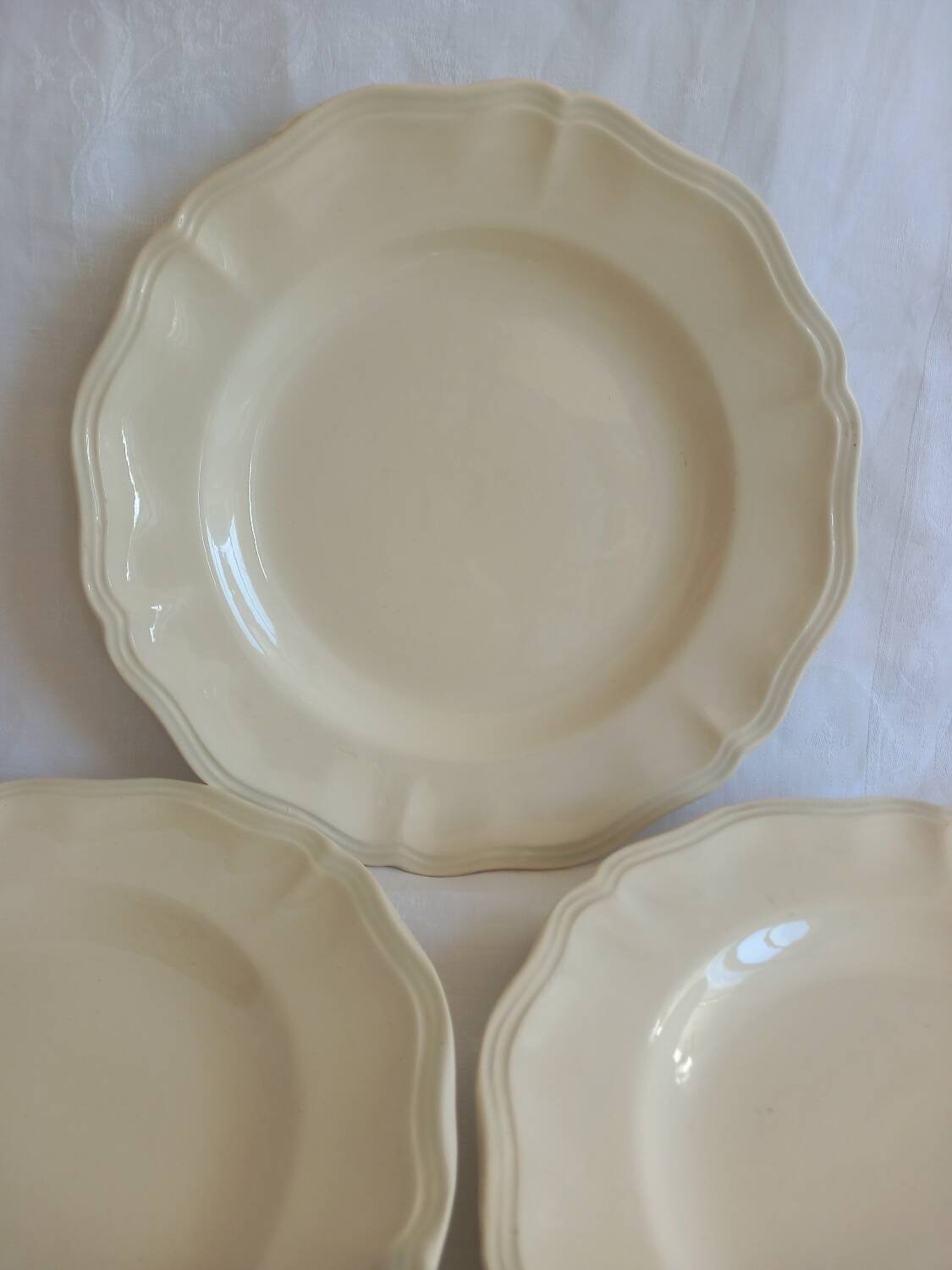 Set of 4 Digoin Sarreguemines Soup Plates – Ivory French Ironstone