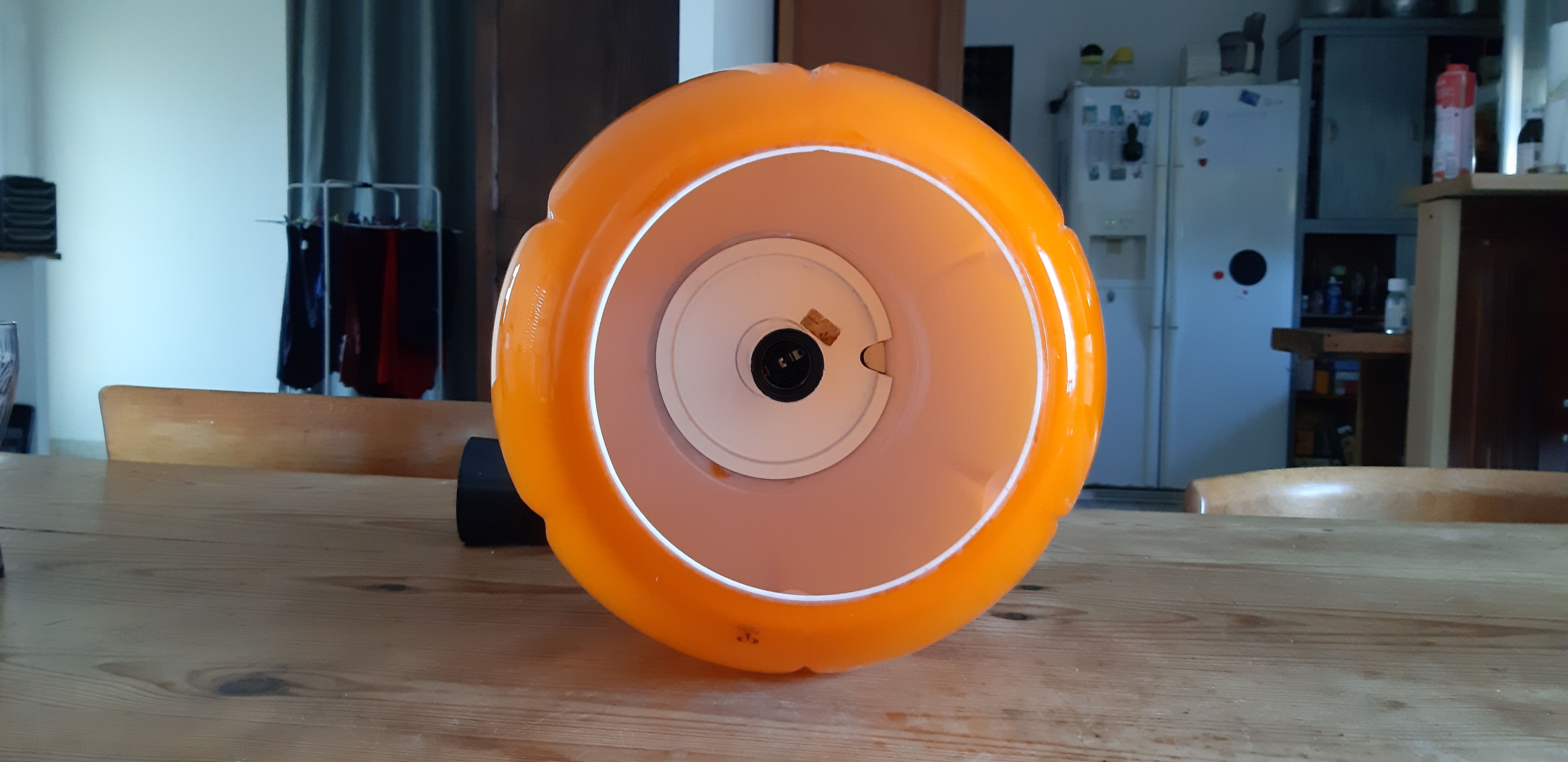 Vintage Putzler pendant lamp in Orange and White Opaline