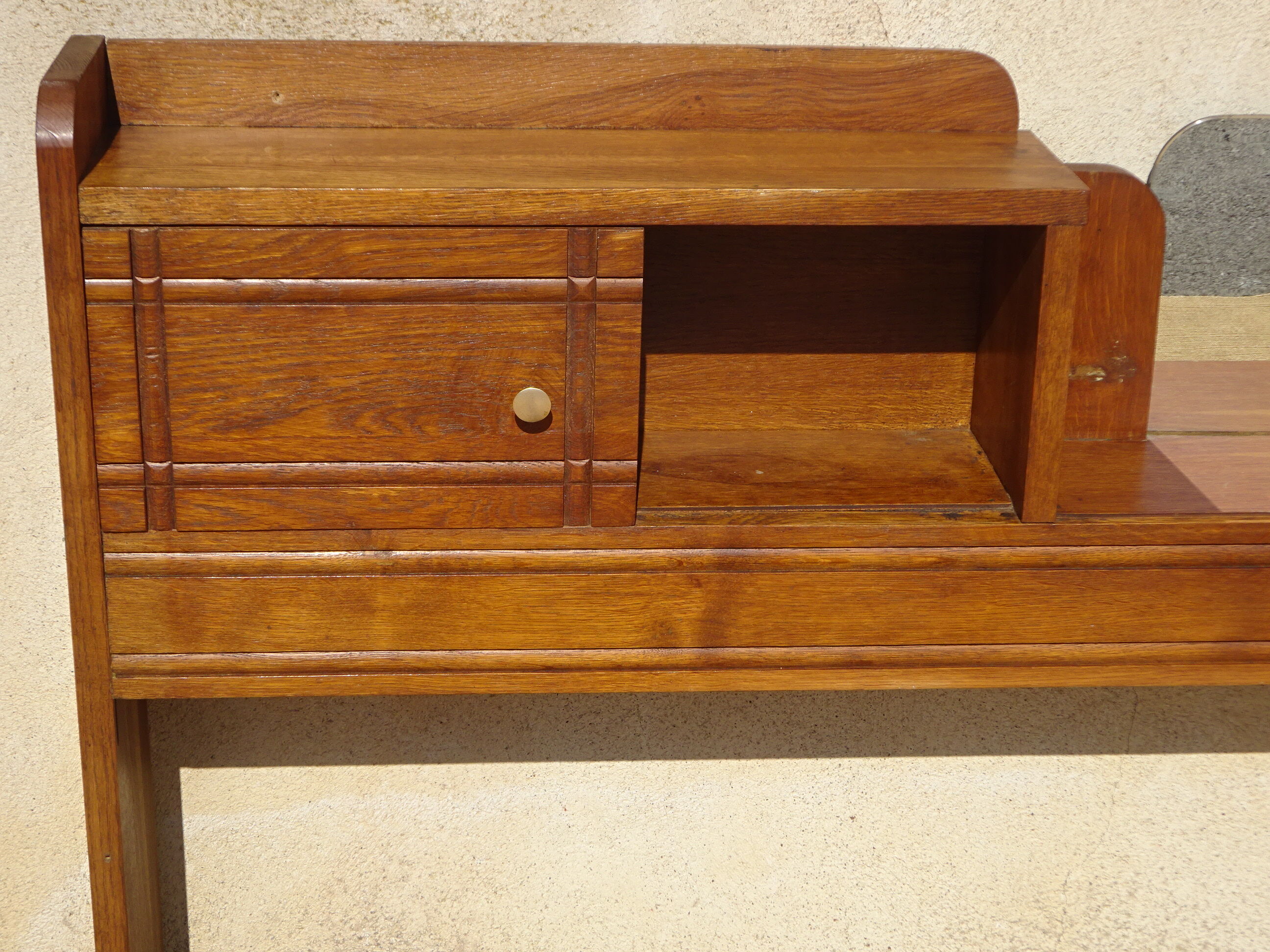 Cozy oak with sliding doors and mirror, art deco era