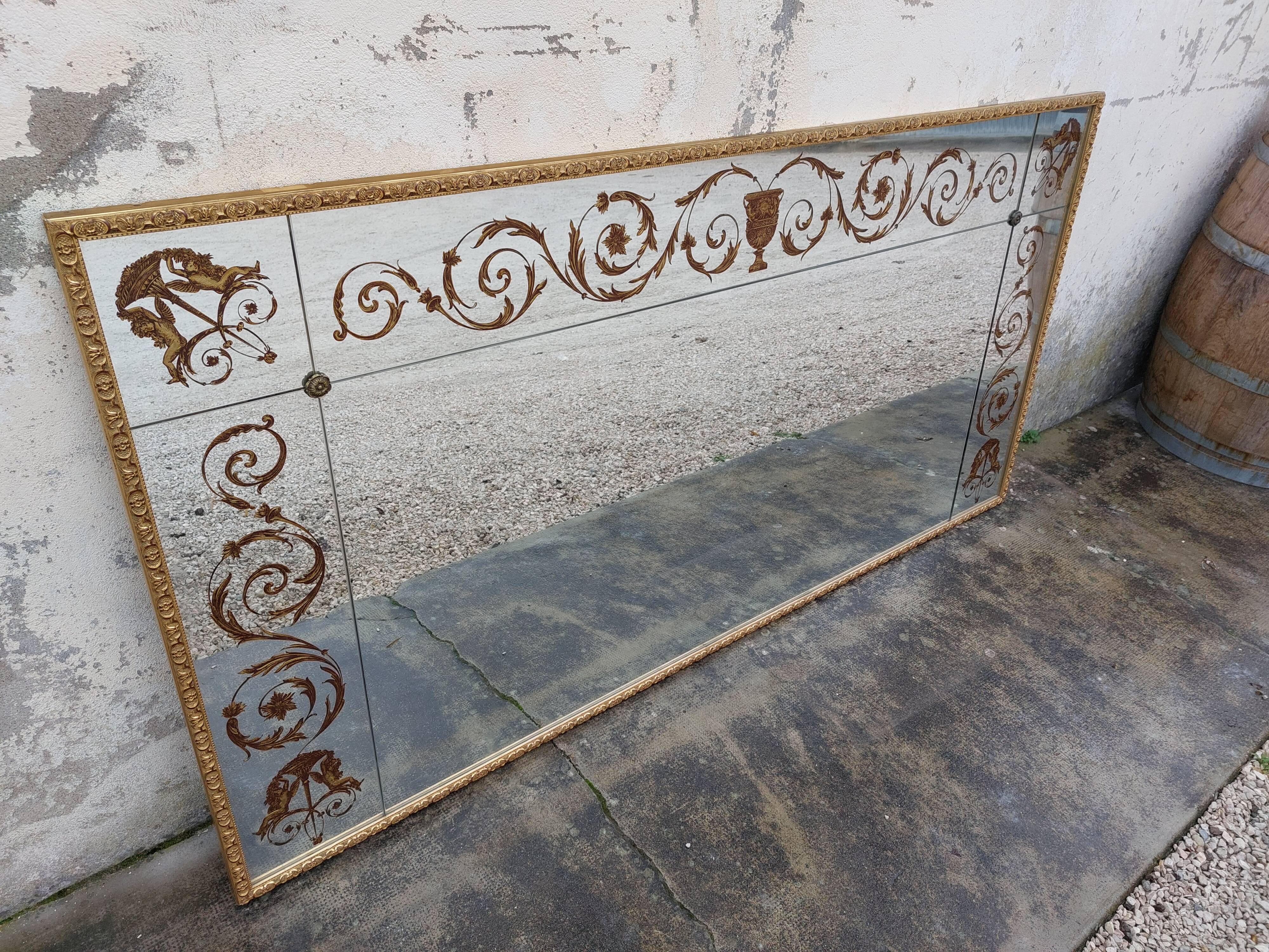 Venetian Mirror Art Deco brasserie bistro in eglomerized glass 204x105cm
