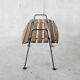 Stool with minimalist wood and metal slats