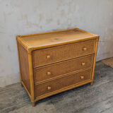 Commode rotin et cannage
