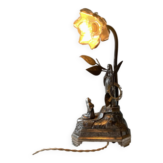 Vintage musical bedside lamp - souvenir of Lourdes
