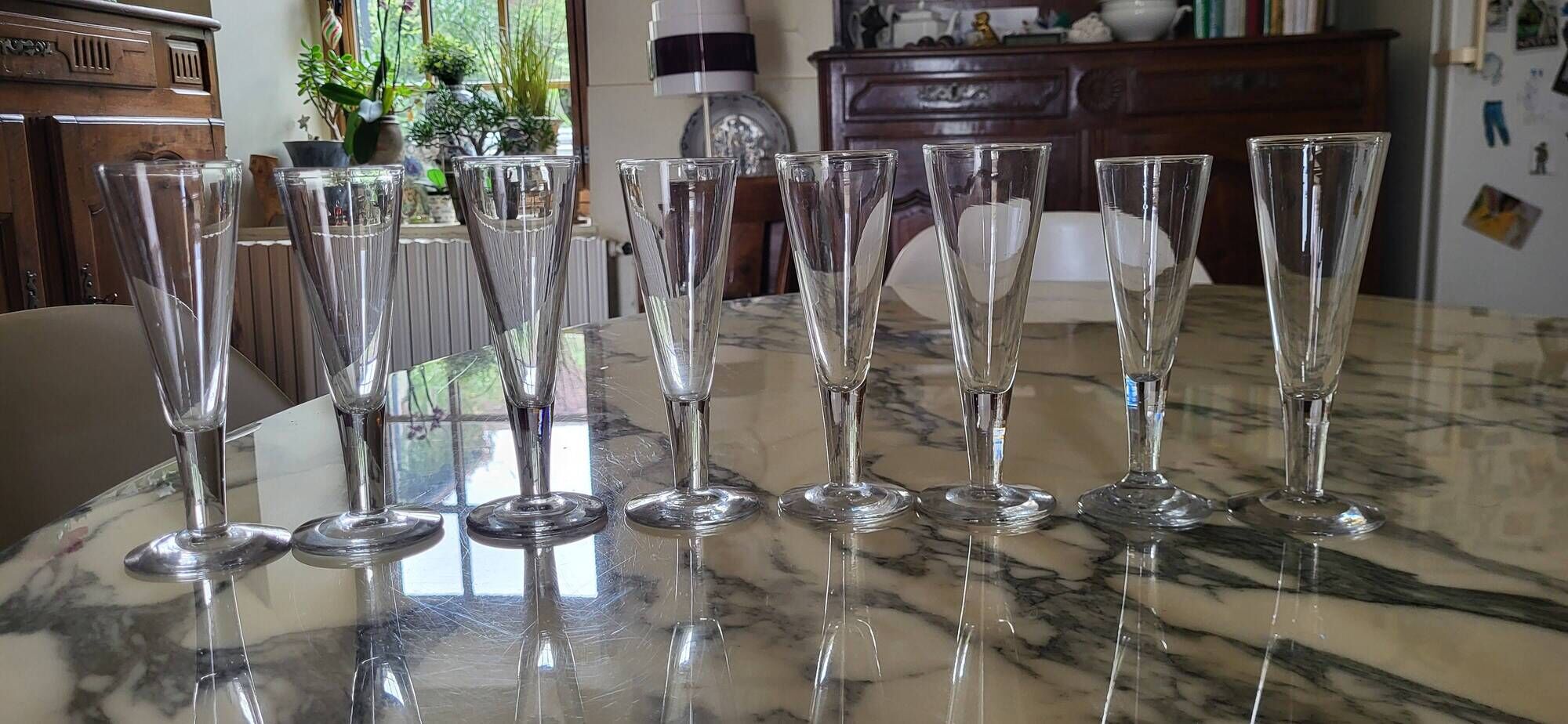 8 flûtes à champagne en cristal - XIXème