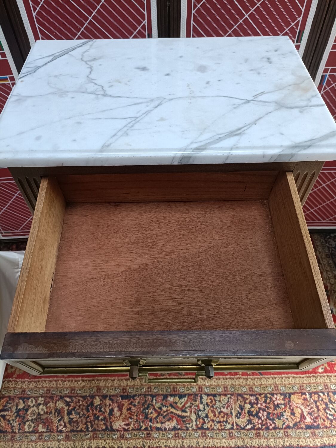 Chiffonier or semainier Louis XVI style, 6 drawers and white marble