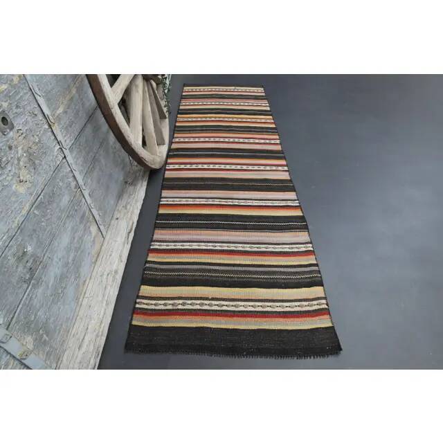 Vintage Turkish Oushak Handmade Wool Cotton Beige Runner Rug 78x263