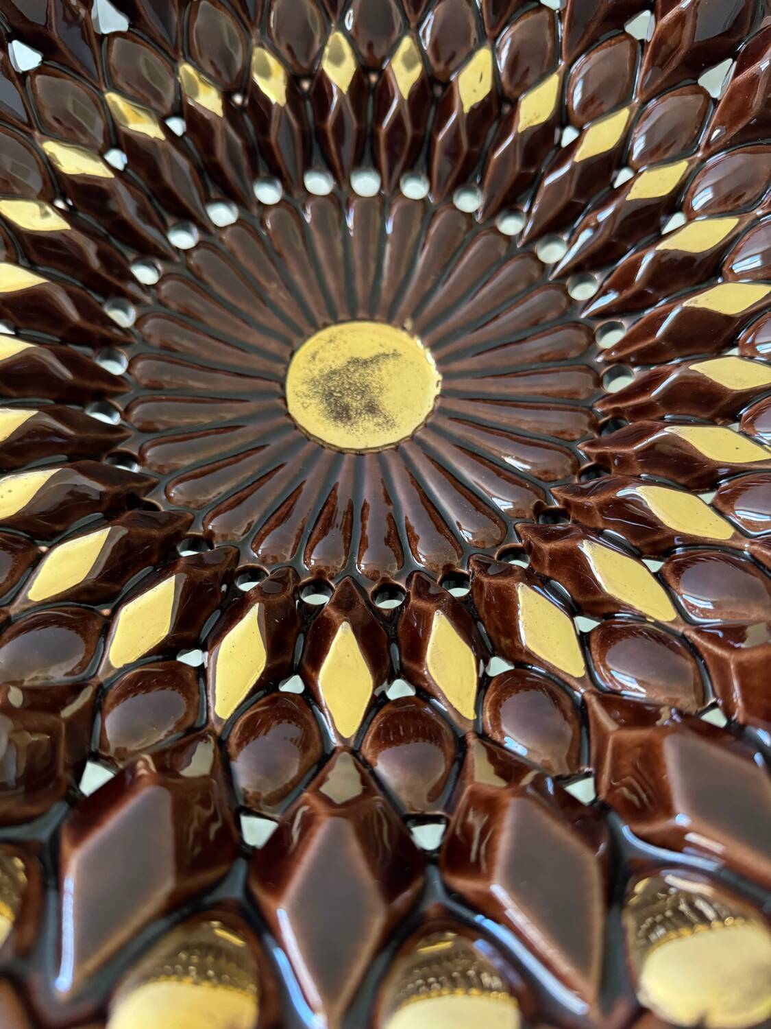 Large decorative openwork ceramic dish Vallauris 60s