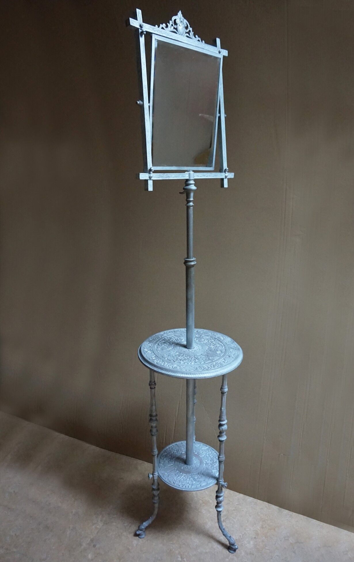 Vintage cast iron adjustable Shaving Stand