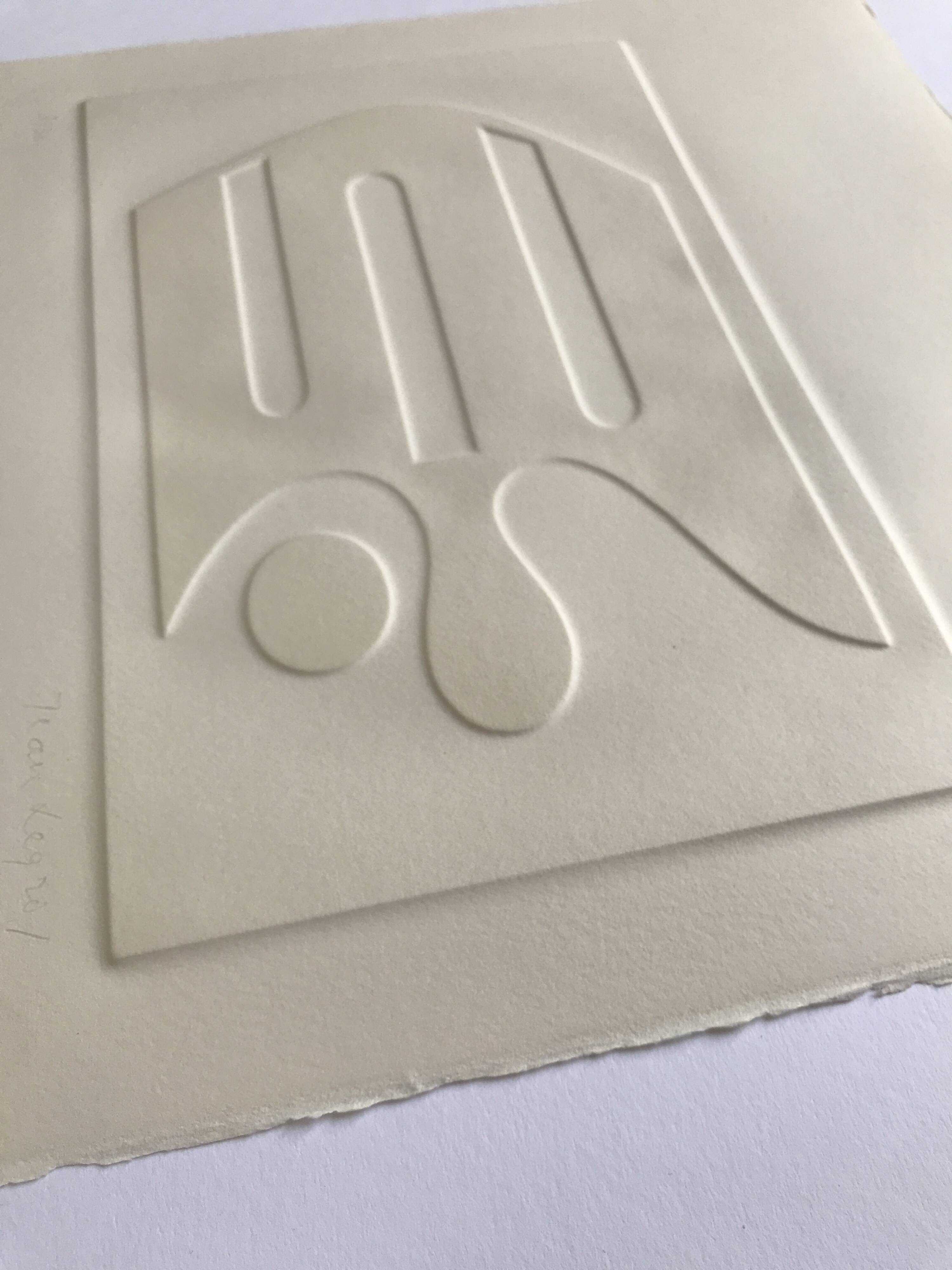 Signed and numbered print by Jean Legros, Geometric Relief II, c 1970