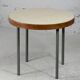 Side table tubular steel base, round top strapping wood, France, circa 1950
