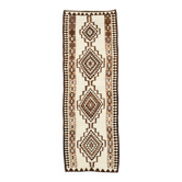 Tapis Kilim marron et crème 3x8, 86x252 cm