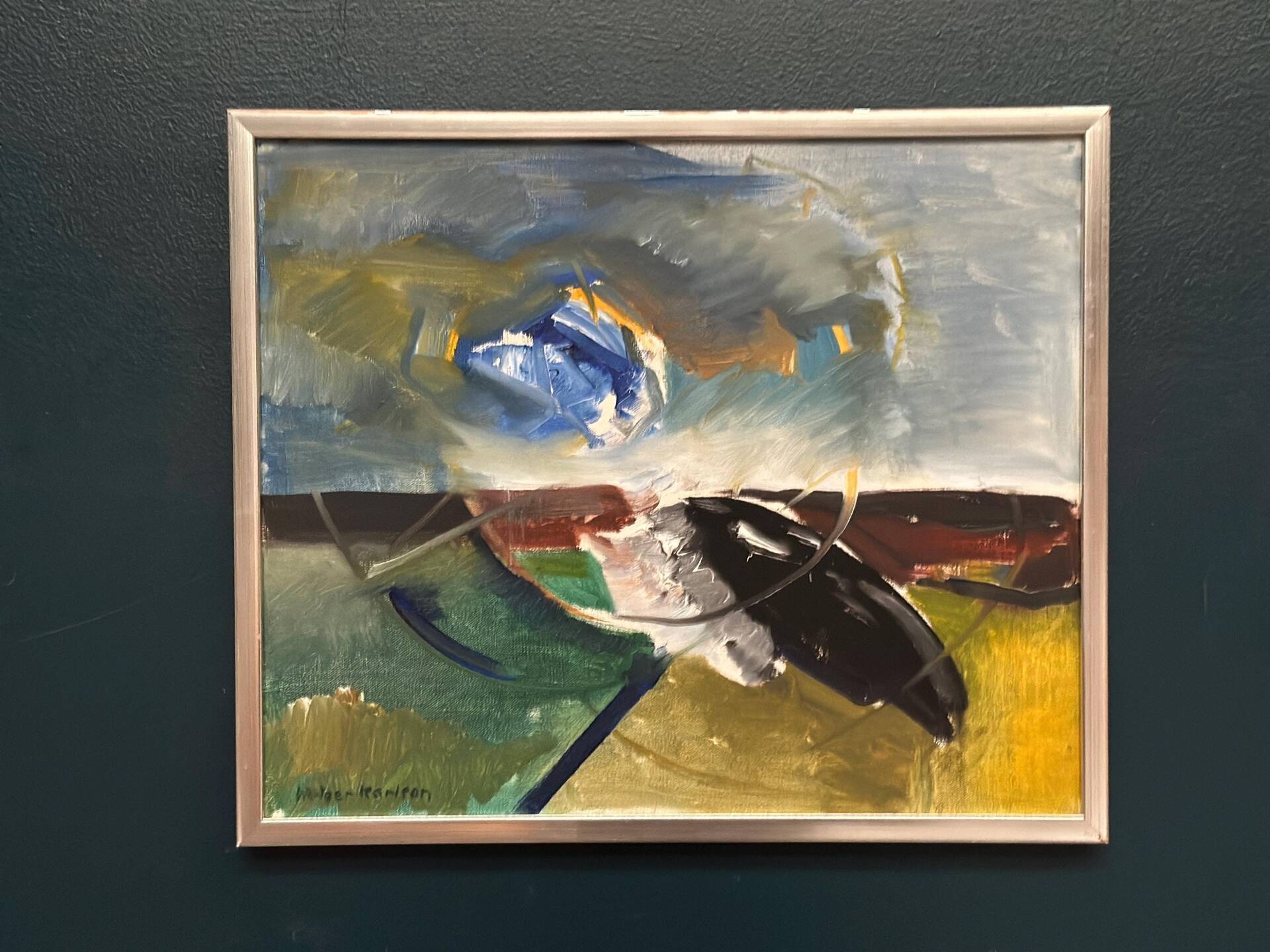 Huile sur toile originale suédoise – “Composition” par Holger Karlson