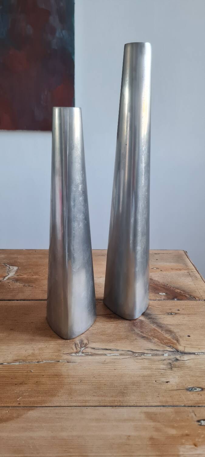 Pair of modernist Ikea aluminum candlesticks 1970