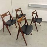 4x Teak Dining Chairs Hans J. Wegner CH29 Sawbuck