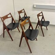 4x Teak Dining Chairs Hans J. Wegner CH29 Sawbuck