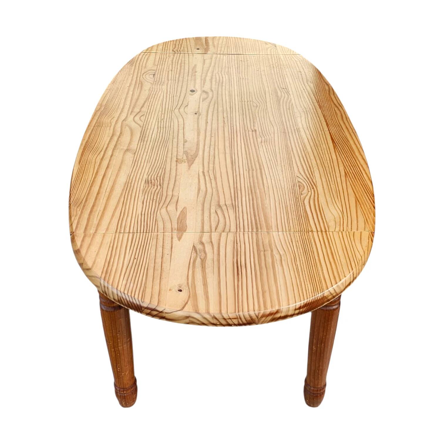 Extendable oval pine dining table 1970s