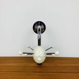 Sputnik wall coat rack, white and chrome, vintage