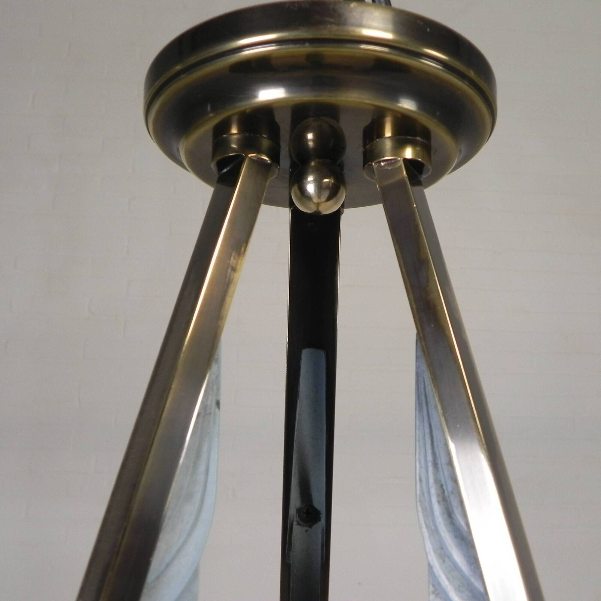Art Deco style pendant light with alabaster shade, 1980s