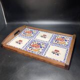 Wooden top and earthenware tiles