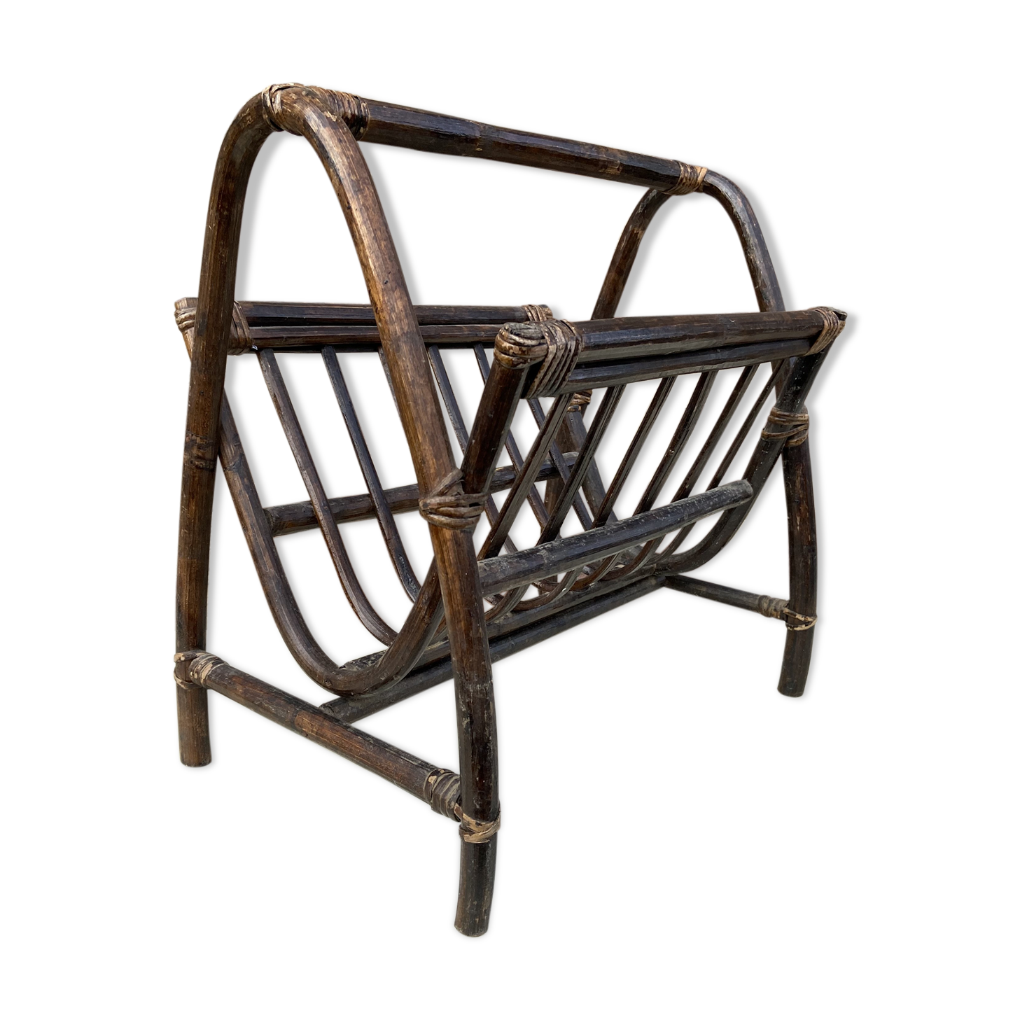 Vintage wicker magazine holder