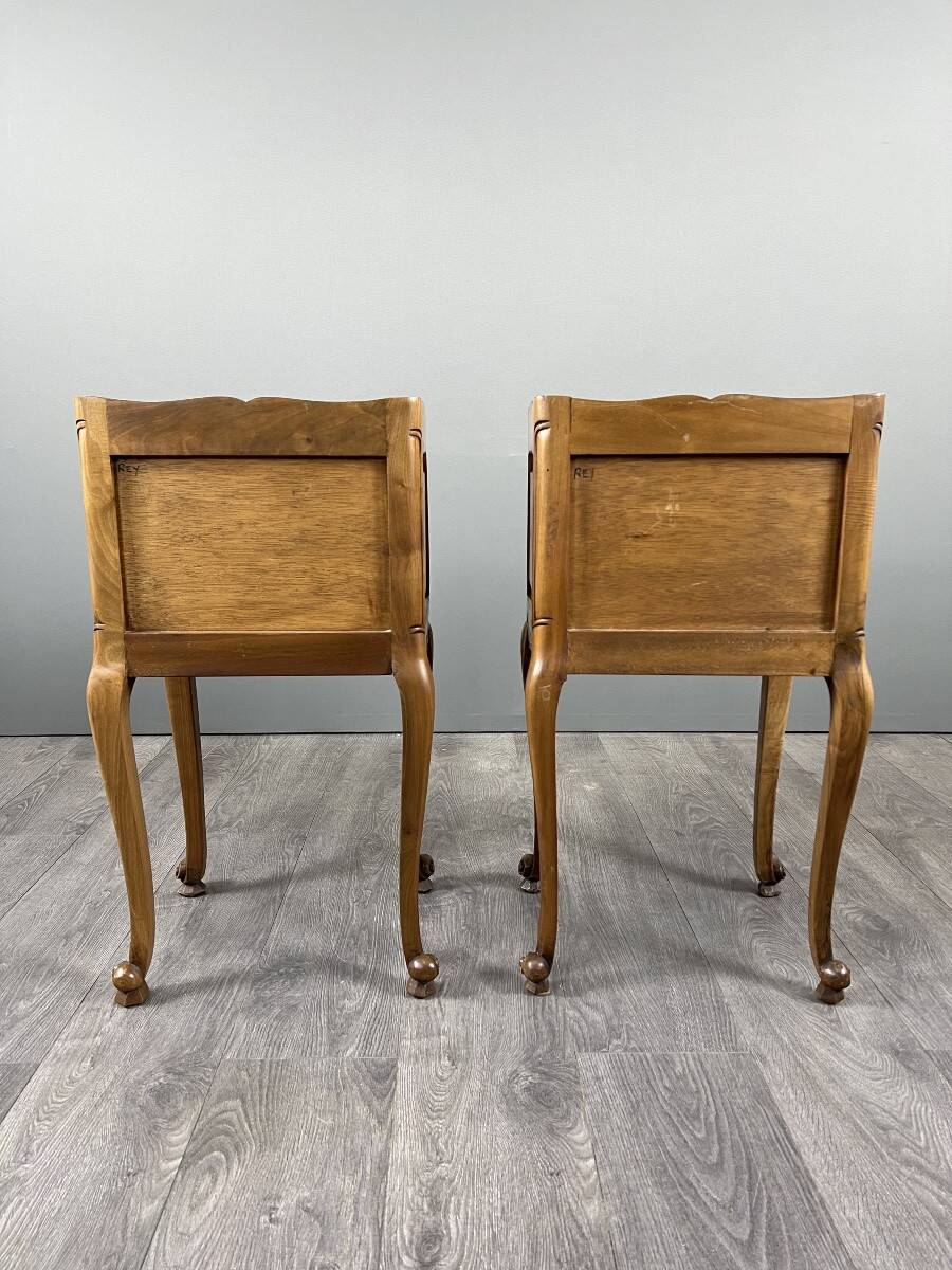 Pair of Louis XV style bedside tables in wood, 20th century