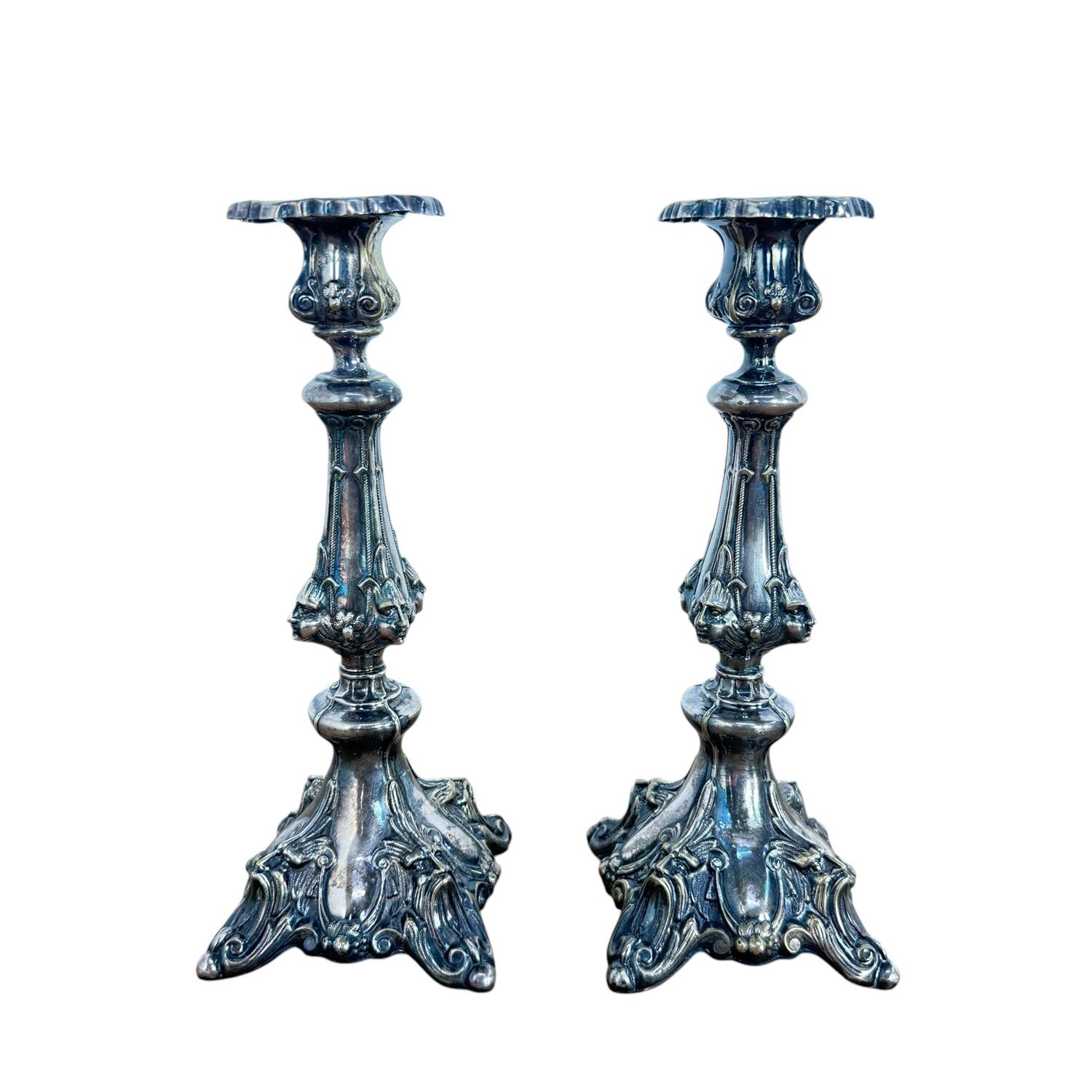 Pair of Art Nouveau Silver-Plated Candlesticks
