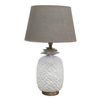 Lampe ananas en faïence blanche