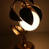 Vintage lamp or night light flowers metal and opaline L-- 70's years