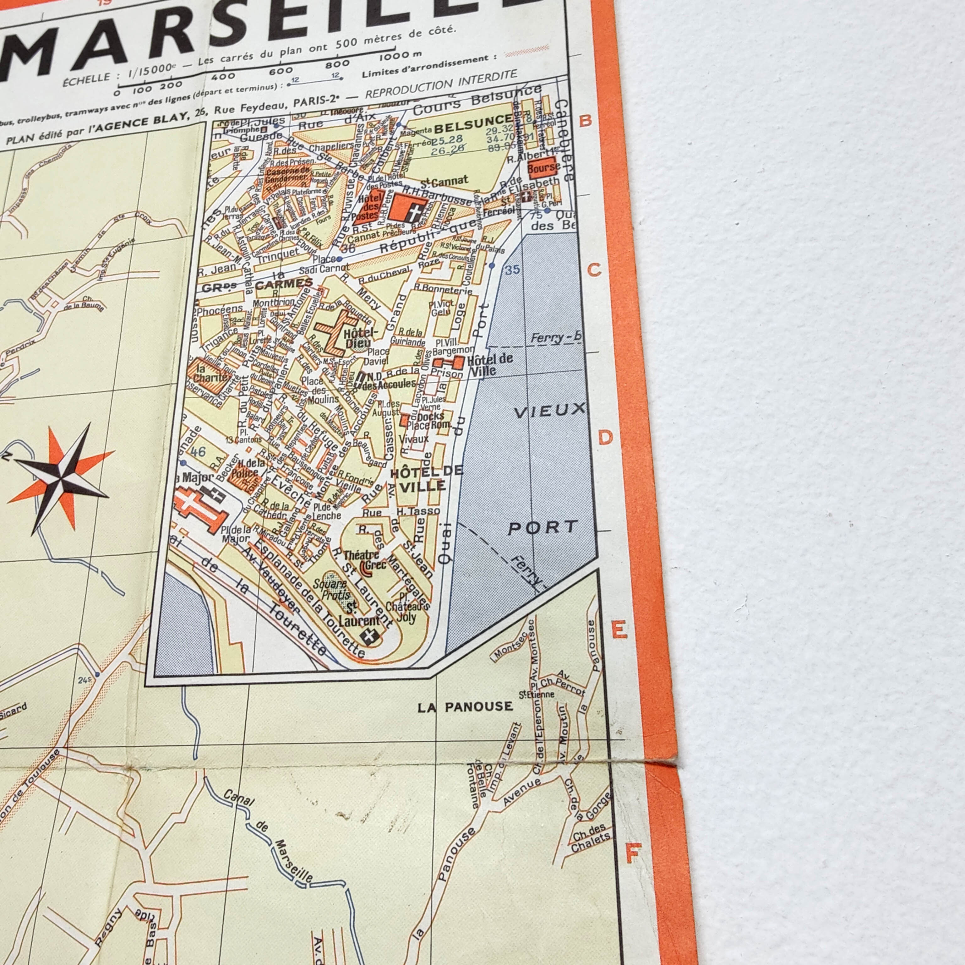 Vintage map of Marseille 1970