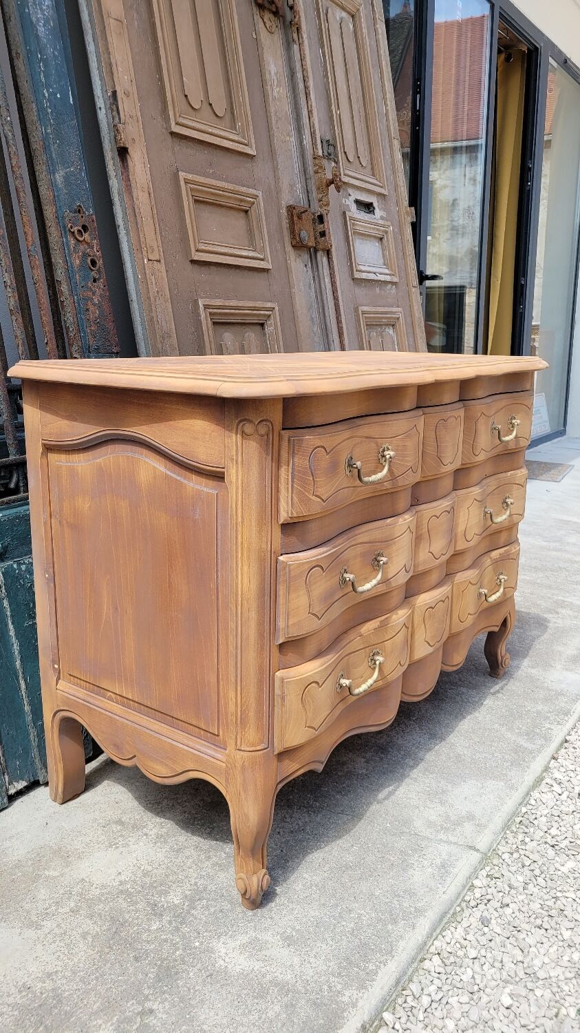 Louis xv style chest of drawers in pickled cherry