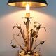 Vintage Mid-Century Hollywood Regency 1960s gold metal floral lamp