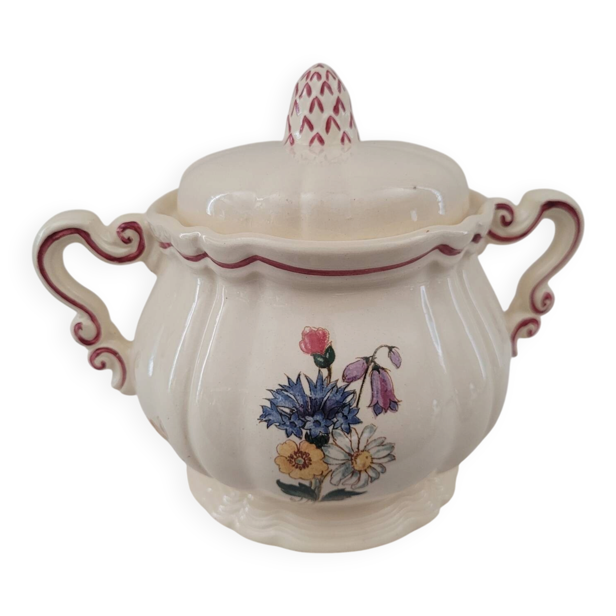 Rustic Sugar Bowl Digoin Sarreguemines 1930