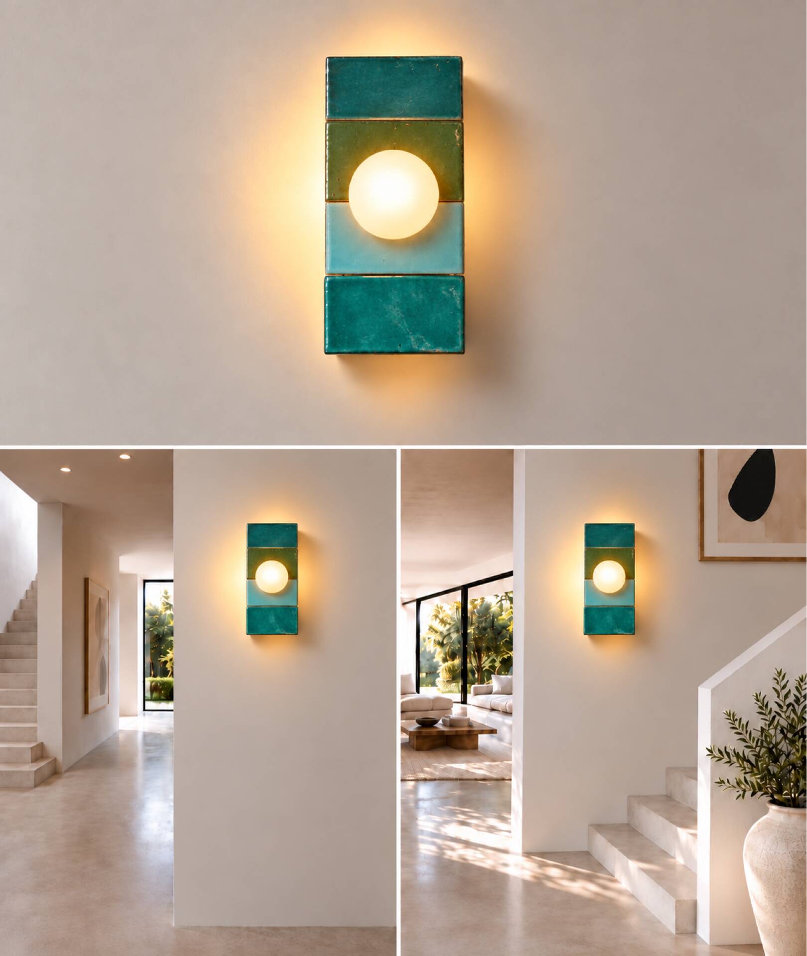 Ceramic zellige wall lamp