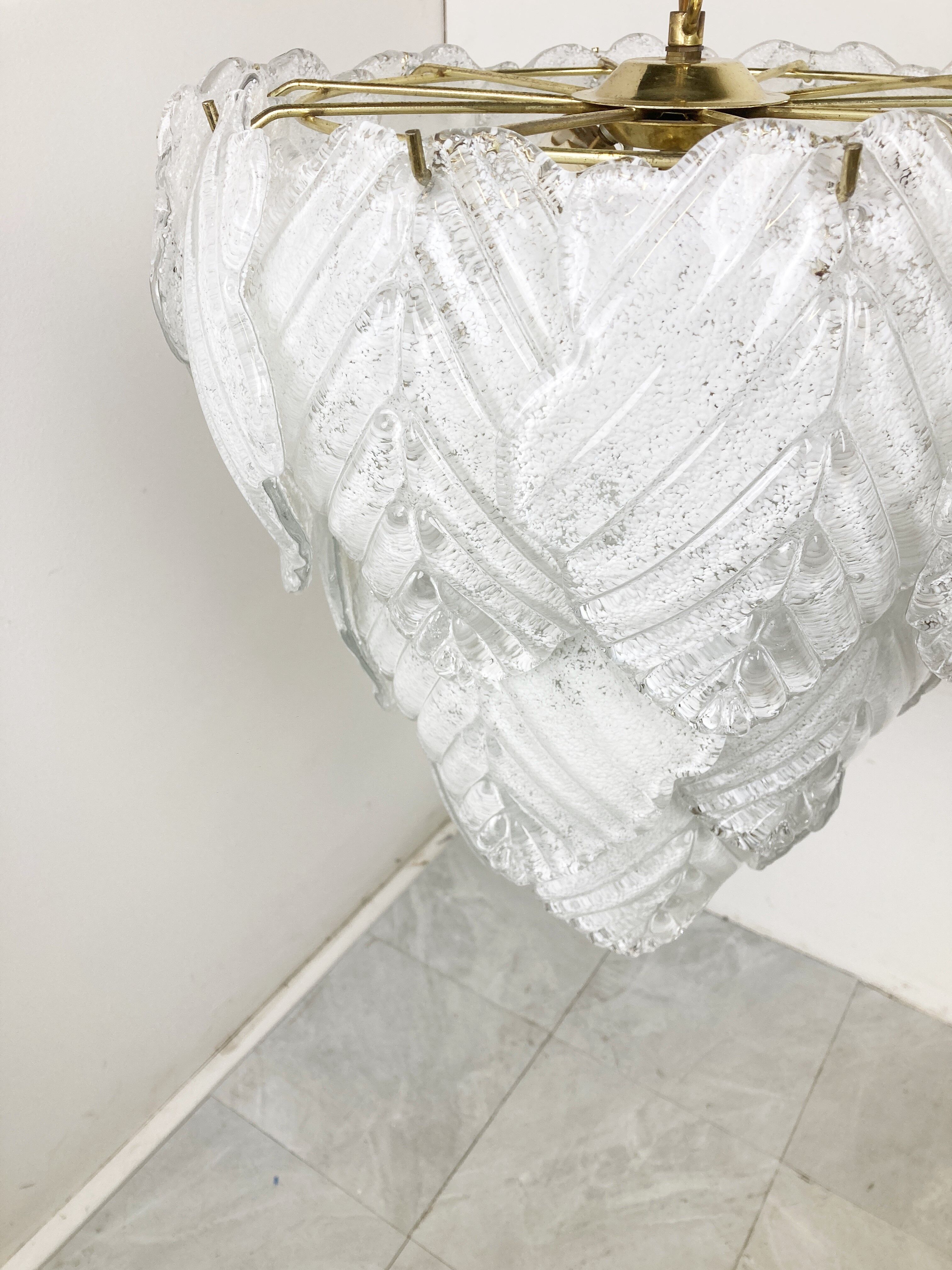 Vintage murano leaf chandelier, 1970s