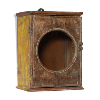 Vitrine murale petite ancienne boite a horloge patine d'origine inde