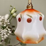 Vintage tulip ride in white opaline cherry patterns