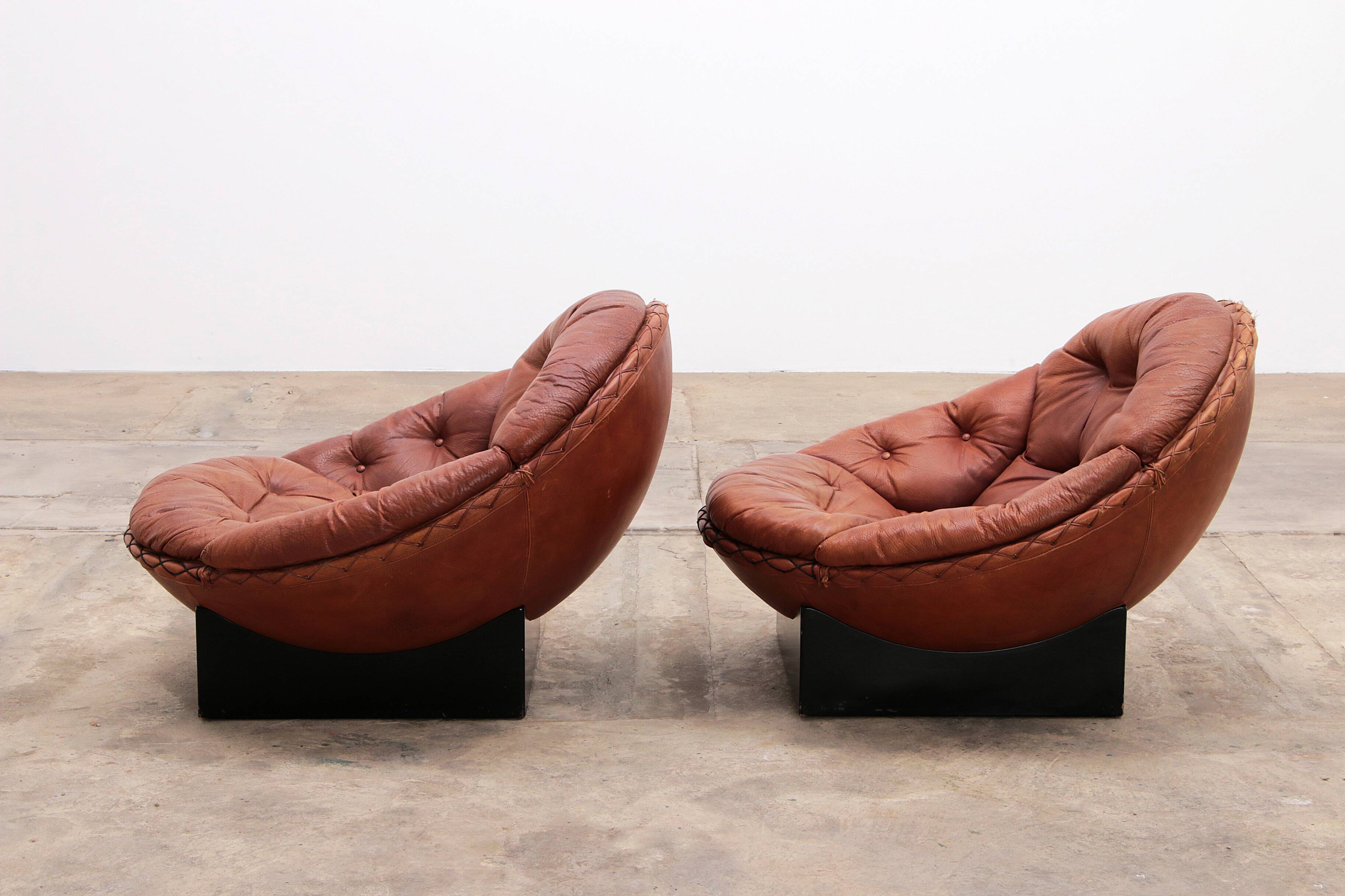 Lounge Set in Cognac color by Illum Wikkelsø for Ryesberg Møbler, 1970