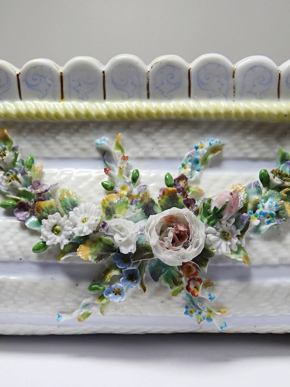 Small antique German porcelain planter Putti 19th century Meissen style