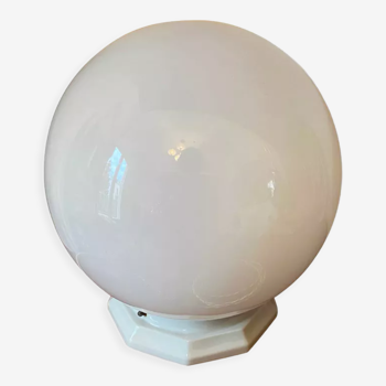 Vintage table lamp opaline ball and earthenware base