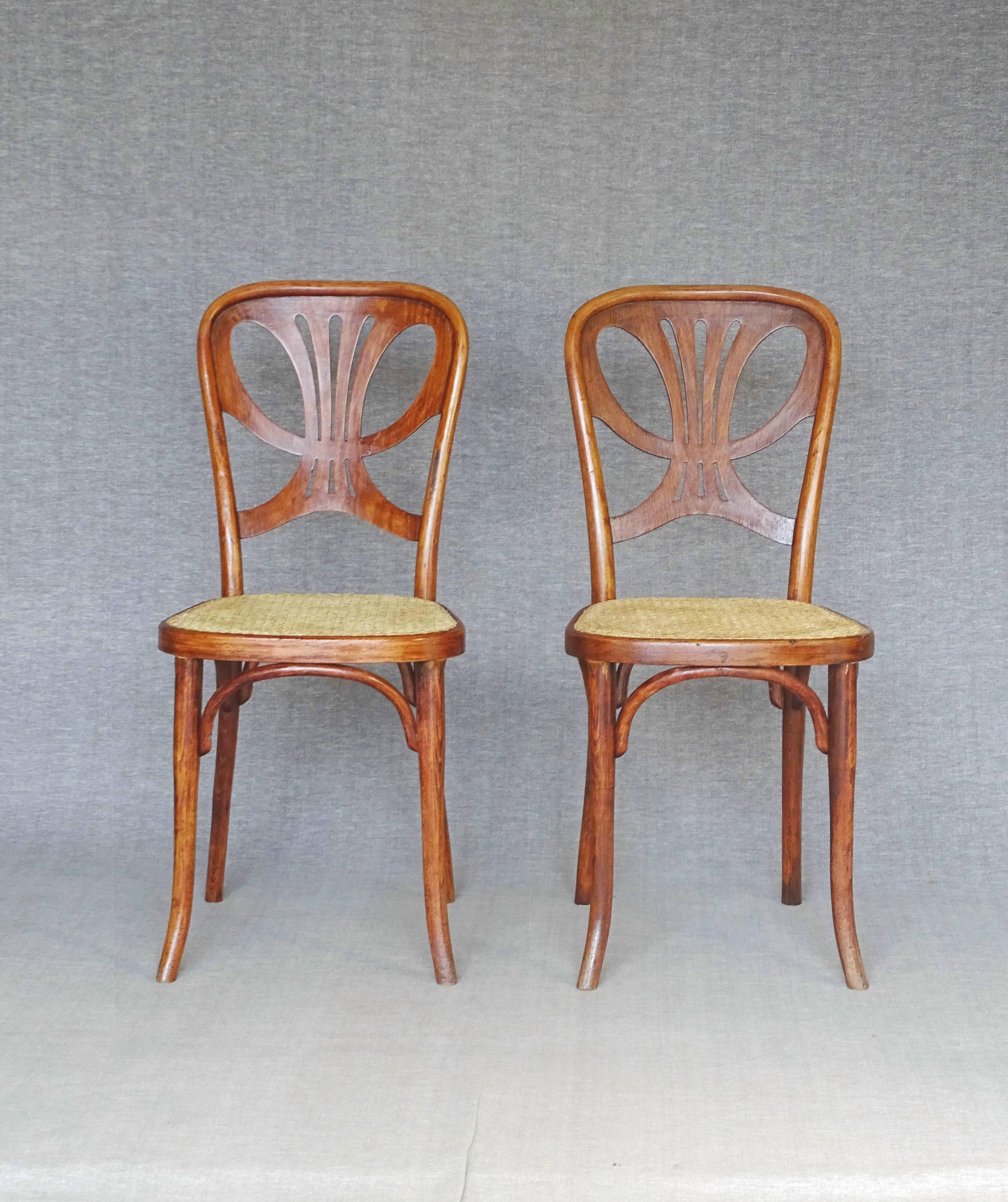 2  Chaises Thonet N°642, 1910, Art nouveau