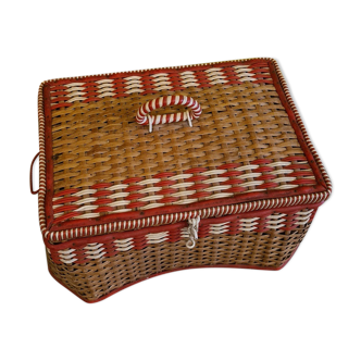 Vintage Braided Wicker Box from Czechoslovakia. Around 1950s/1960s.