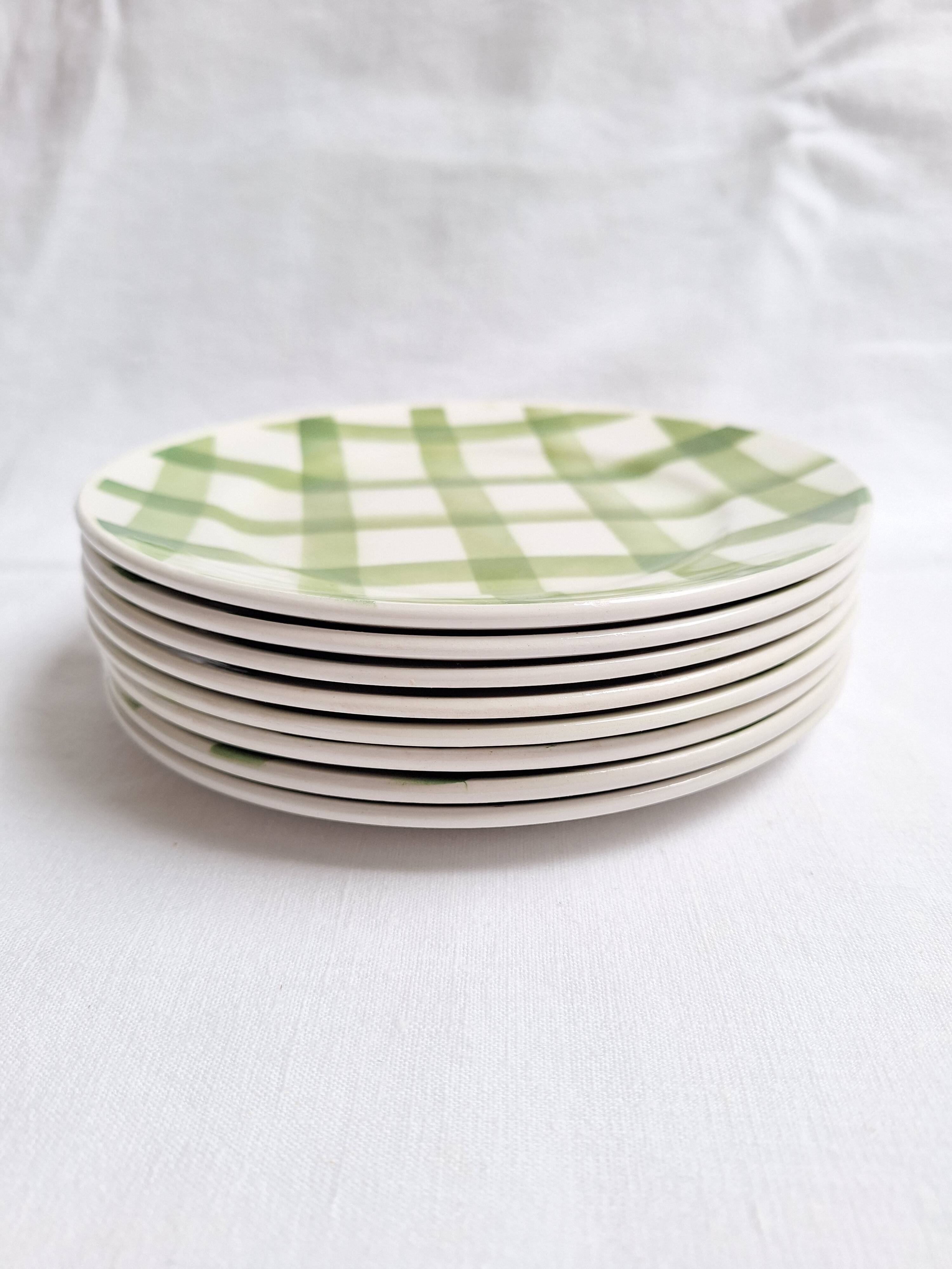 Assiettes à dessert Moulin des Loups - Modèle Nappe vert
