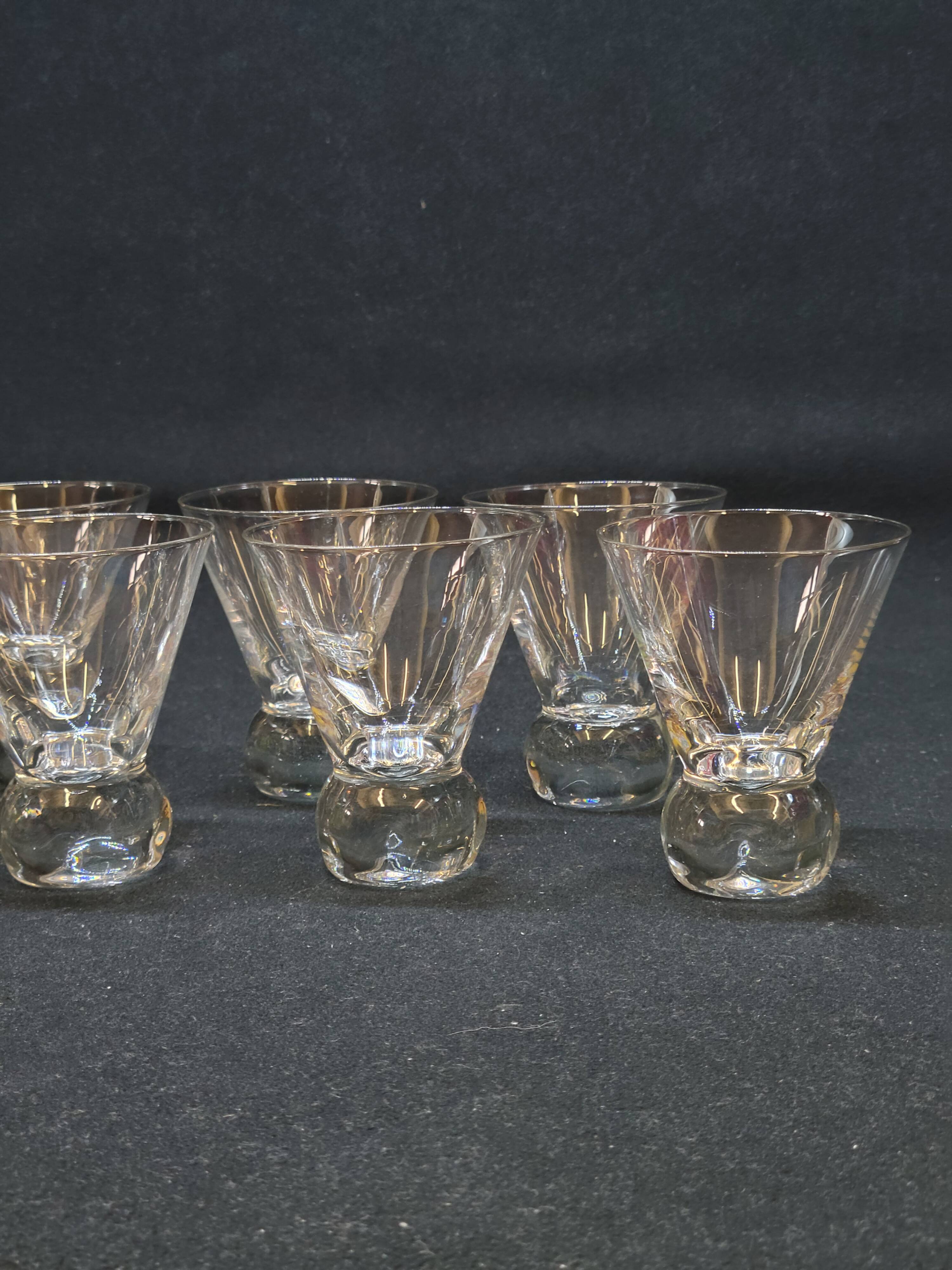 8 Vintage Digestif Shot Glasses with Ball Foot