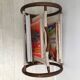Magazine holders in rattan wicker and fabric 70s
